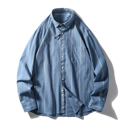 Chemise homme rayée coton doux poche avant