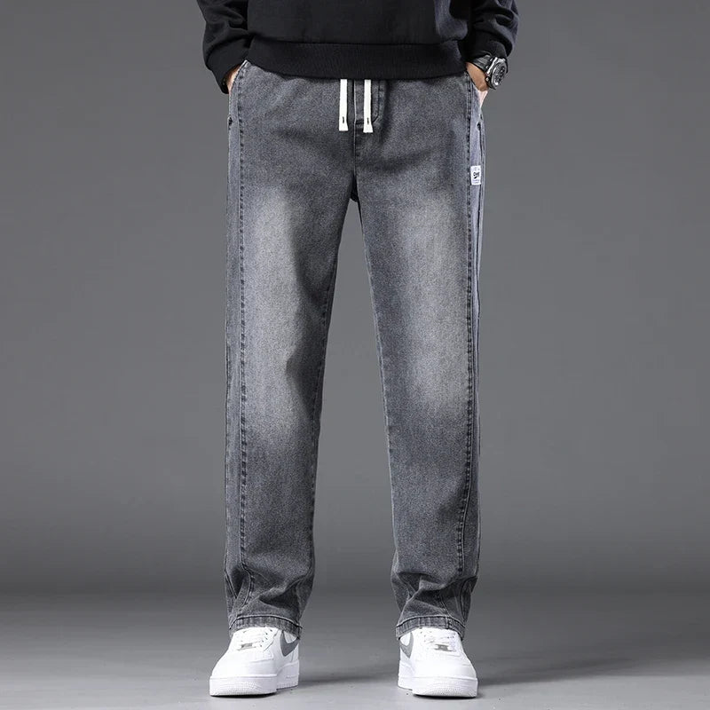 Herren-Jeans, leger, Stretch, Kordelzug in der Taille