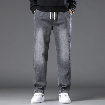 Herren-Jeans, leger, Stretch, Kordelzug in der Taille
