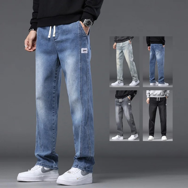 Herren-Jeans, leger, Stretch, Kordelzug in der Taille
