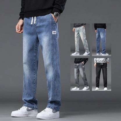 Herren-Jeans, leger, Stretch, Kordelzug in der Taille