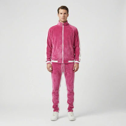 Jogging velours homme style rétro rayures latérales