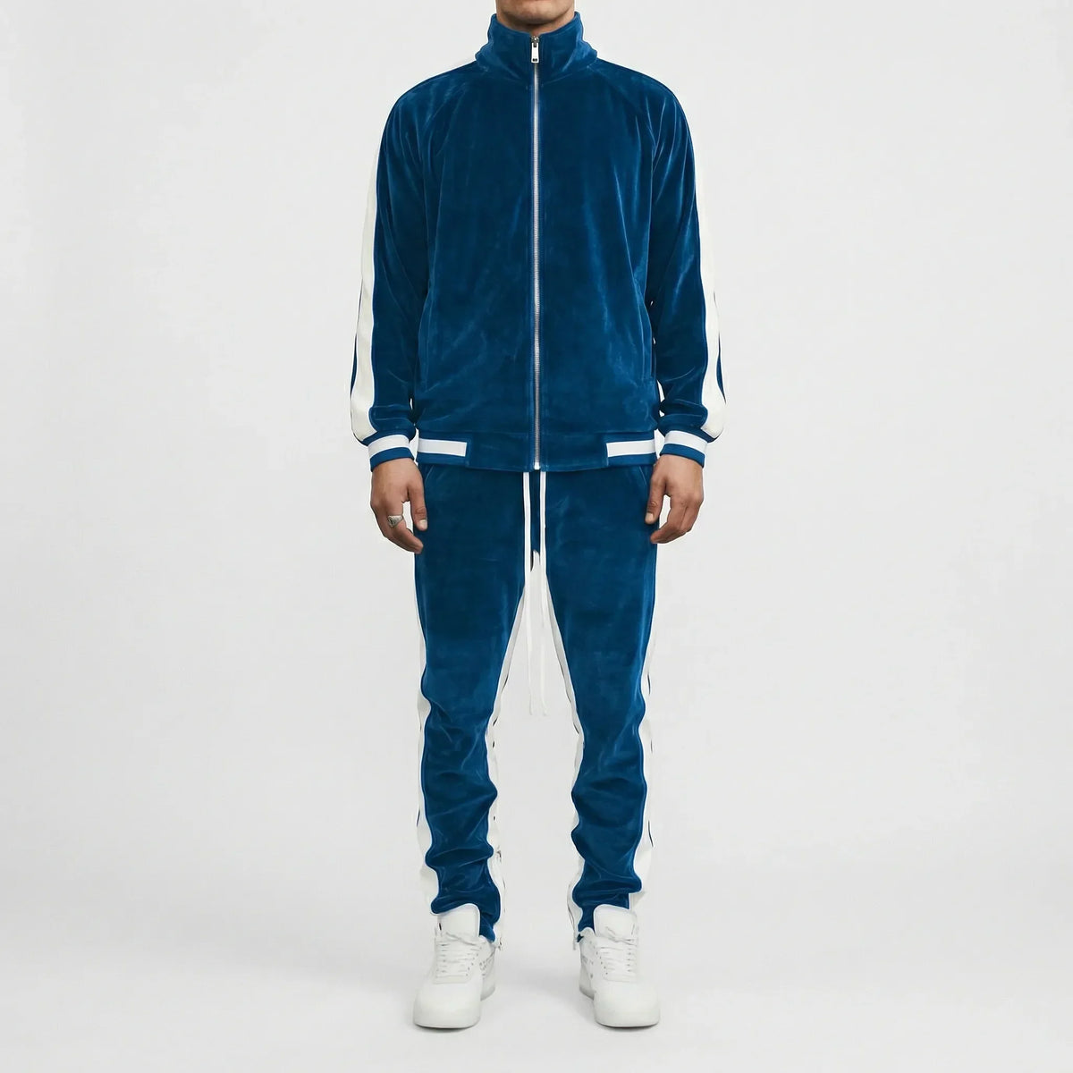 Jogging velours homme style rétro rayures latérales
