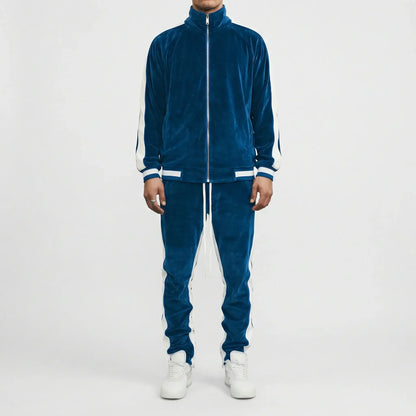 Jogging velours homme style rétro rayures latérales