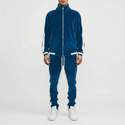 Jogging velours homme style rétro rayures latérales
