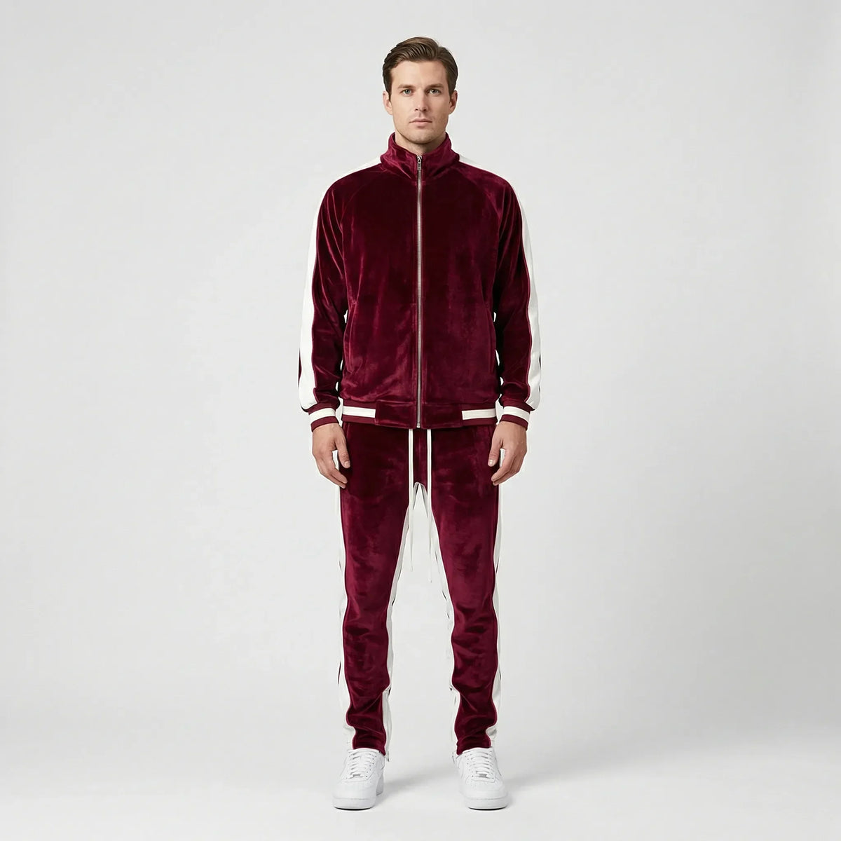 Jogging velours homme style rétro rayures latérales