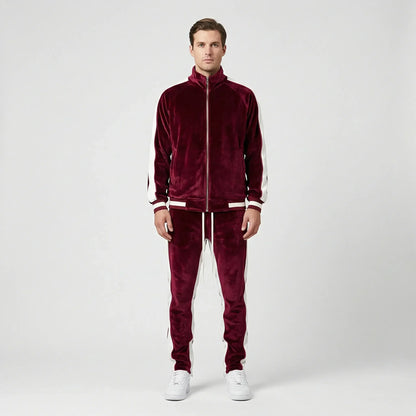 Jogging velours homme style rétro rayures latérales