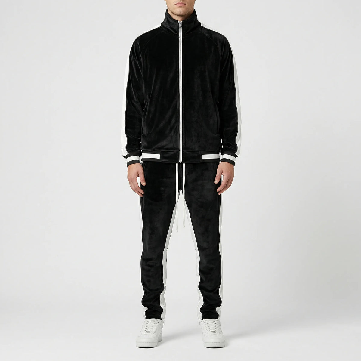 Jogging velours homme style rétro rayures latérales