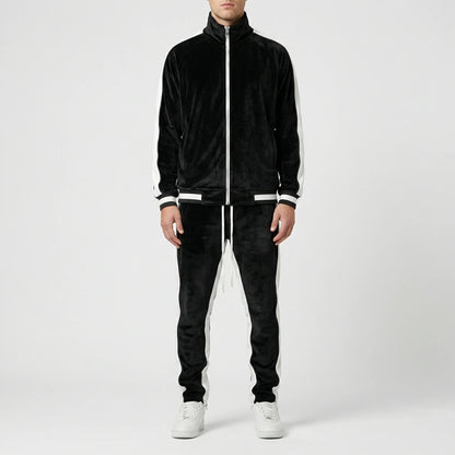Jogging velours homme style rétro rayures latérales