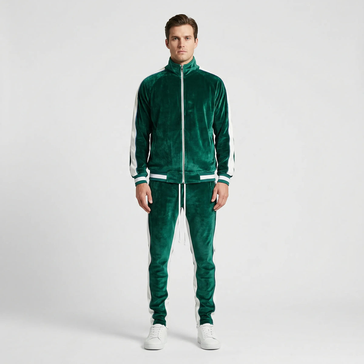 Jogging velours homme style rétro rayures latérales