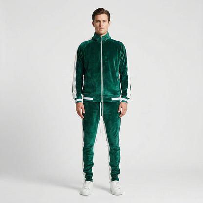 Jogging velours homme style rétro rayures latérales