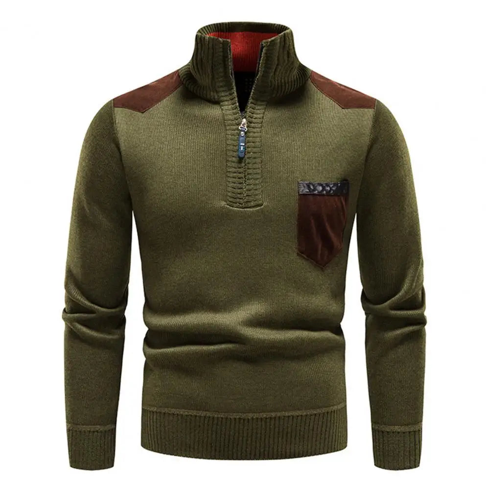 Pull homme col zippé en laine pour l'hiver