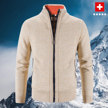 Gilet homme zippé tricoté chaud col montant