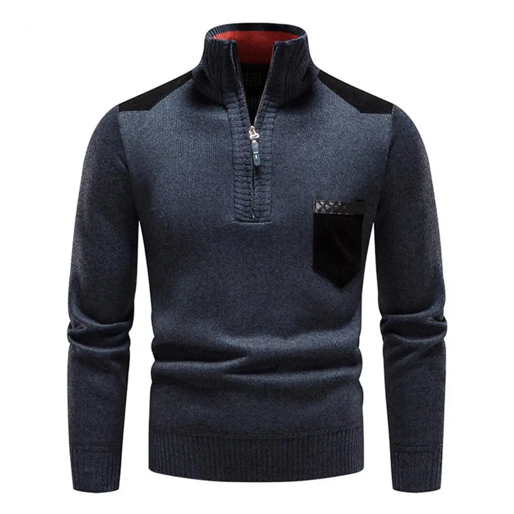 Pull homme col zippé en laine pour l'hiver