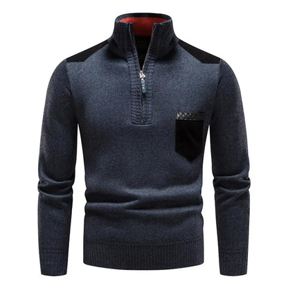 Pull homme col zippé en laine pour l'hiver