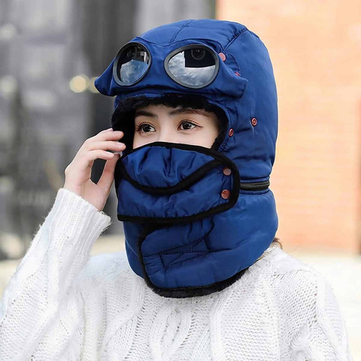Bonnet cagoule thermique coupe-vent protection visage