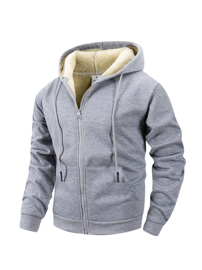 Warmer Kapuzenpullover mit Reißverschluss für Herren aus Fleece für den Winter