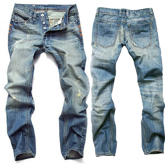 Gerade geschnittene Jeans, verwaschen, mit authentischen Rissen