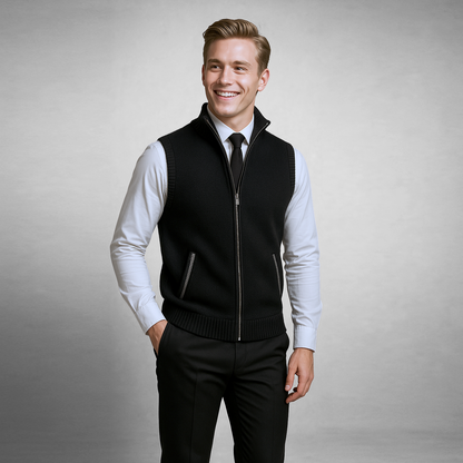 Gilet Homme Tricot Col Montant Zippé Confort Quotidien