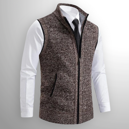 Gilet Homme Tricot Col Montant Zippé Confort Quotidien
