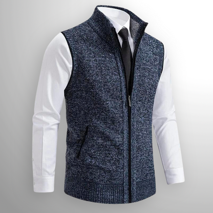 Gilet Homme Tricot Col Montant Zippé Confort Quotidien