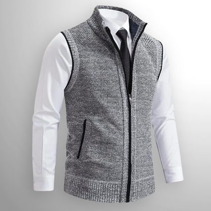 Gilet Homme Tricot Col Montant Zippé Confort Quotidien