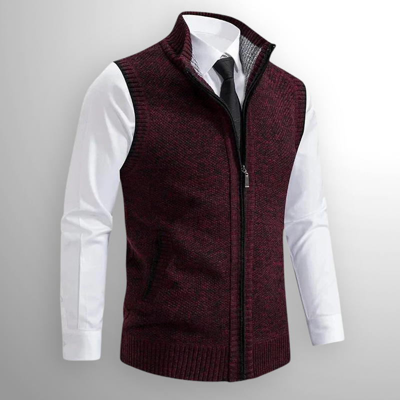 Gilet Homme Tricot Col Montant Zippé Confort Quotidien
