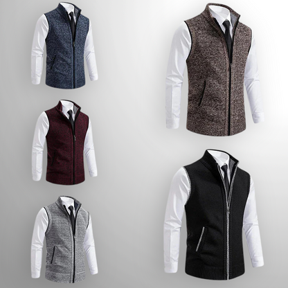 Gilet Homme Tricot Col Montant Zippé Confort Quotidien
