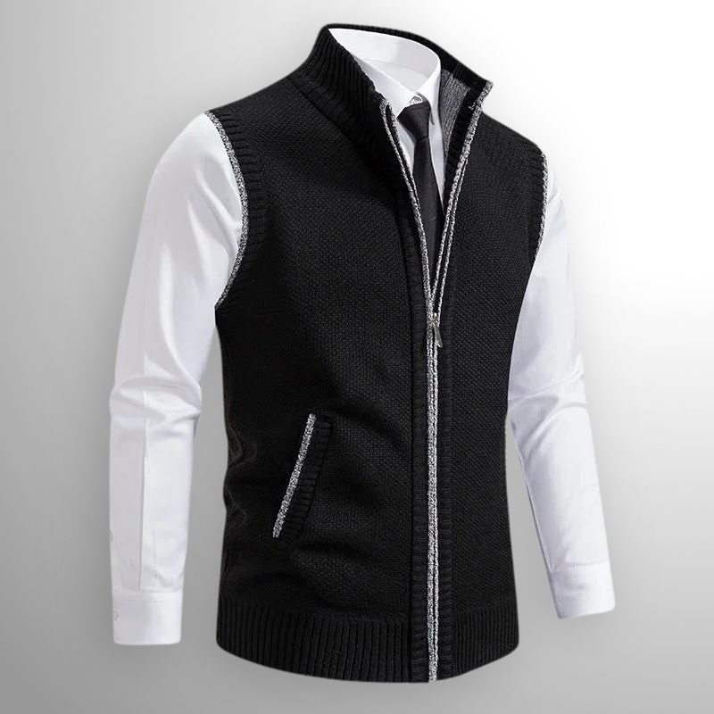 Gilet Homme Tricot Col Montant Zippé Confort Quotidien