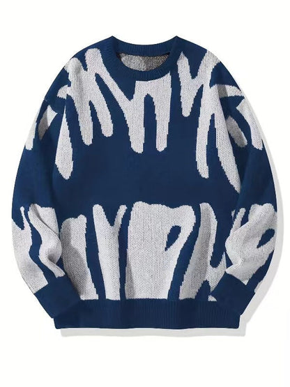 Herren-Sweatshirt mit Rundhalsausschnitt und modernem abstraktem Muster