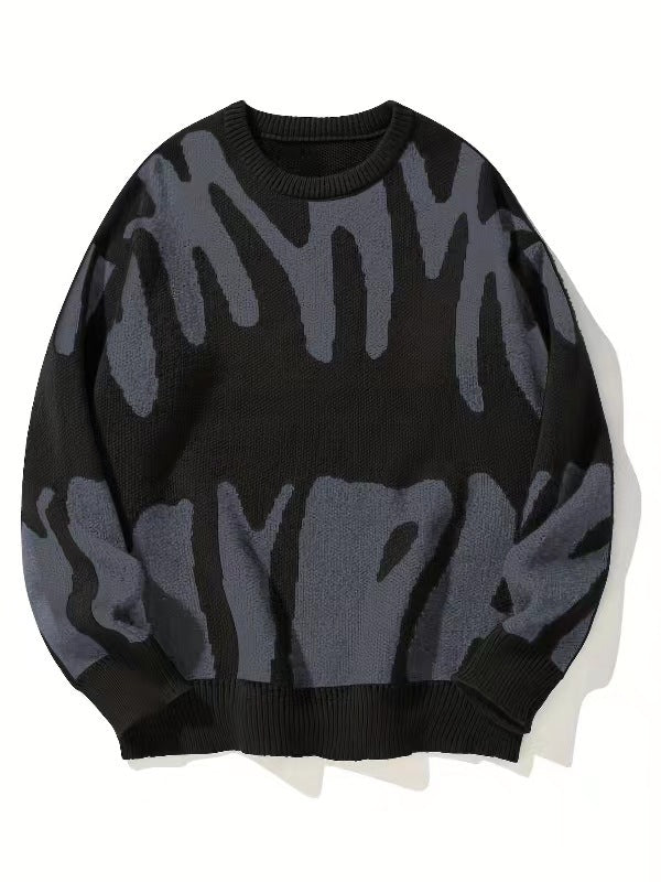 Herren-Sweatshirt mit Rundhalsausschnitt und modernem abstraktem Muster