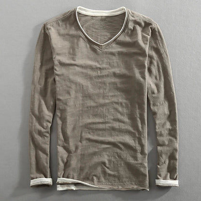 Sweatshirt homme col V élégant manches longues