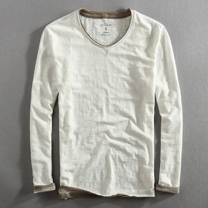 Sweatshirt homme col V élégant manches longues