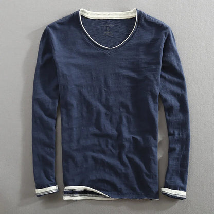 Sweatshirt homme col V élégant manches longues