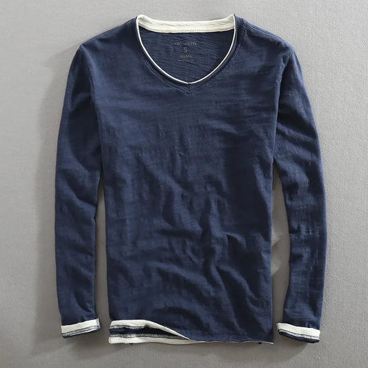 Sweatshirt homme col V élégant manches longues