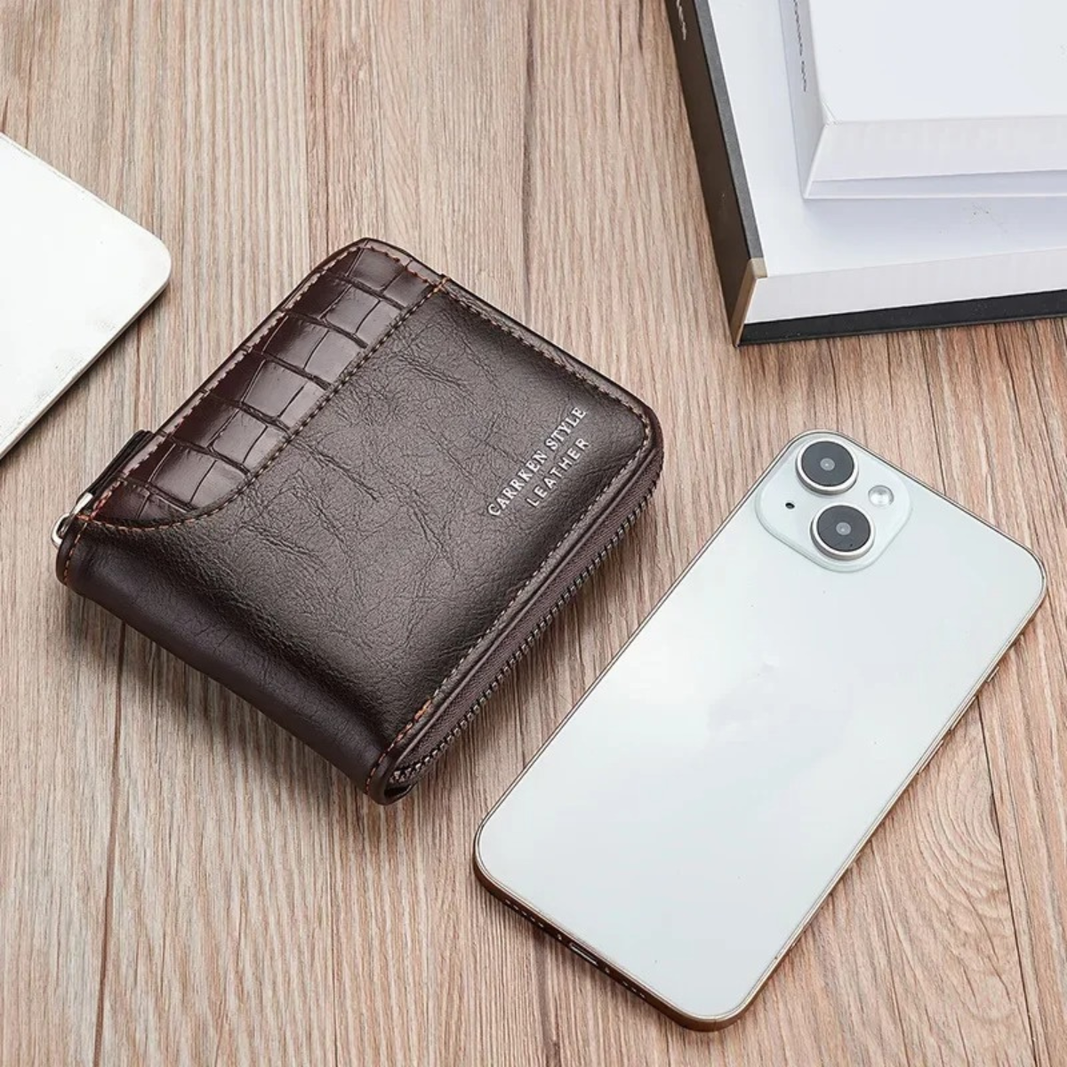 Porte-monnaie homme cuir RFID protection fermeture éclair