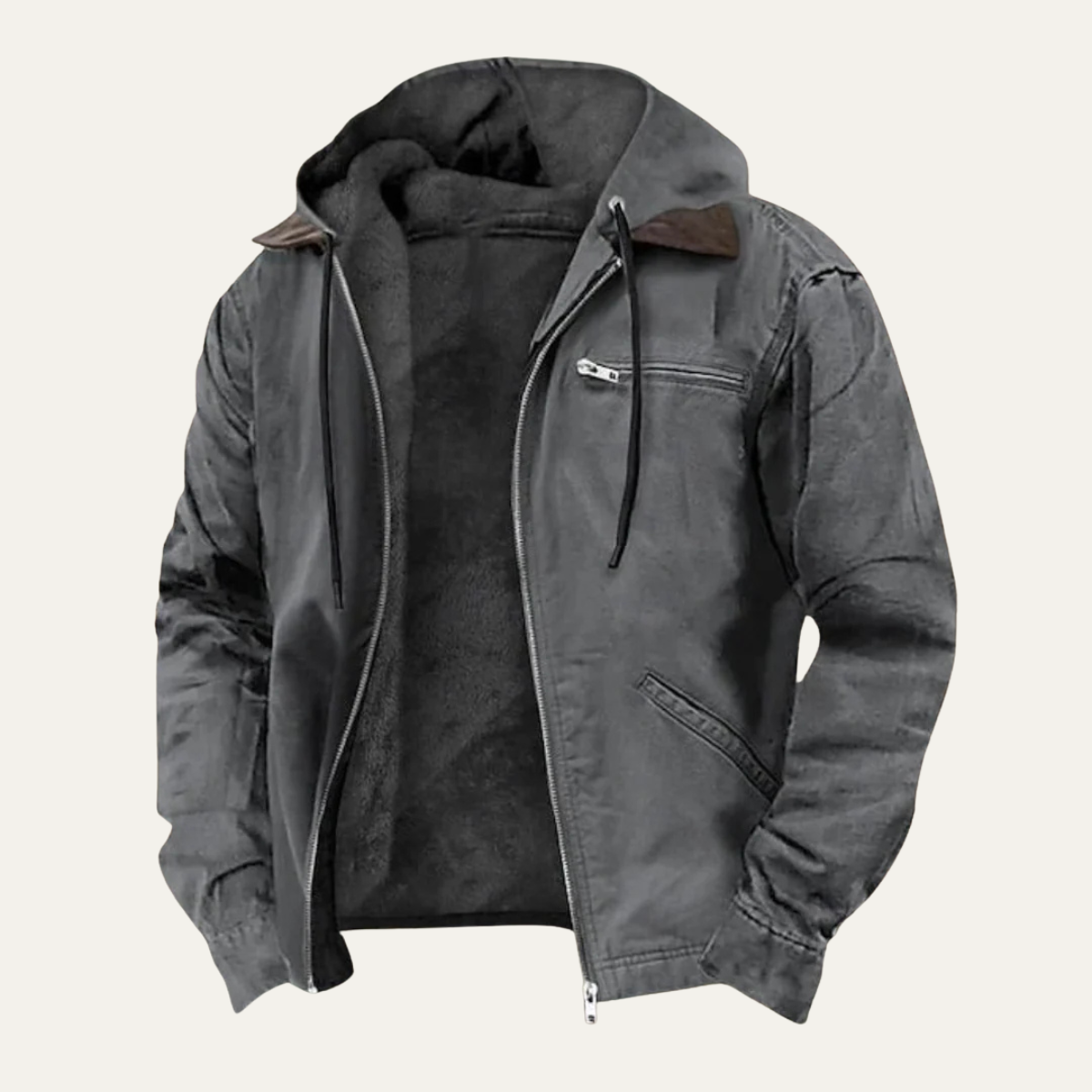 Veste homme capuche doublure polaire chaude hiver