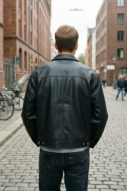 Veste homme noire col classique fermeture éclair