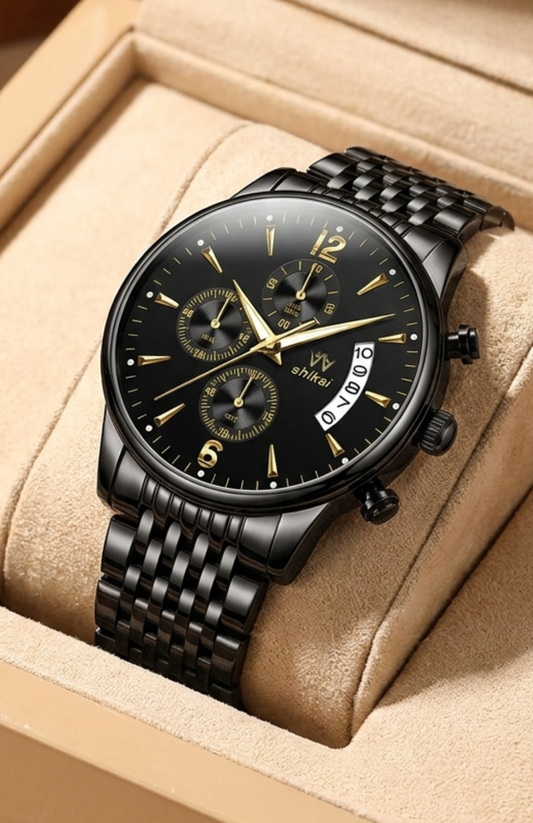 Montre homme quartz acier inoxydable chronographe