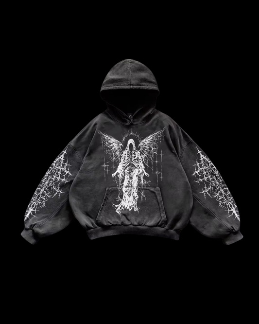 Lässiger Unisex-Hoodie mit Engel-Grafik im Streetwear-Stil