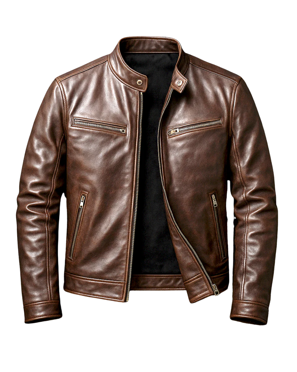 Blouson cuir homme vintage coupe structurée