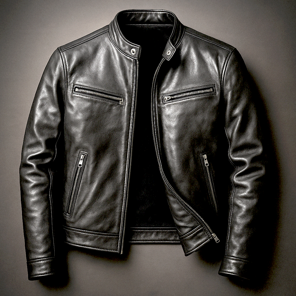 Blouson cuir homme vintage coupe structurée