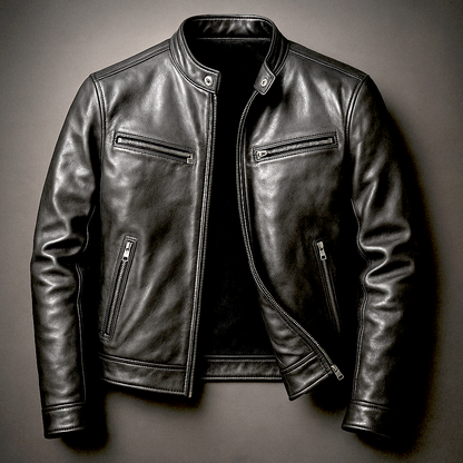 Blouson cuir homme vintage coupe structurée