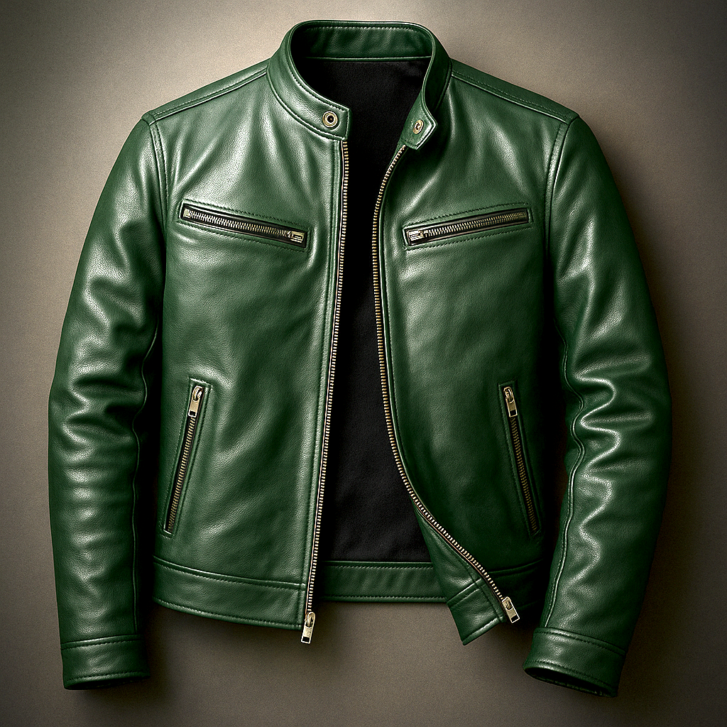 Blouson cuir homme vintage coupe structurée