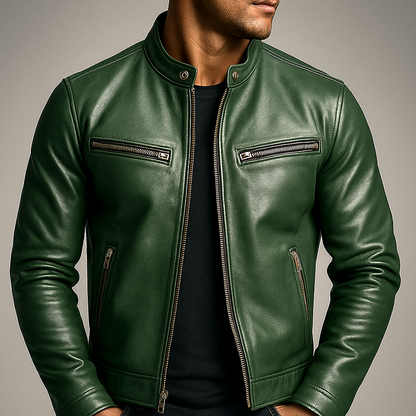 Blouson cuir homme vintage coupe structurée