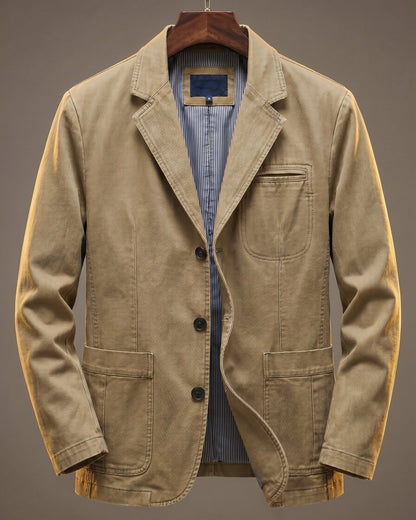 Herren-Blazer aus verwaschenem Denim mit strukturierter, lässiger Passform