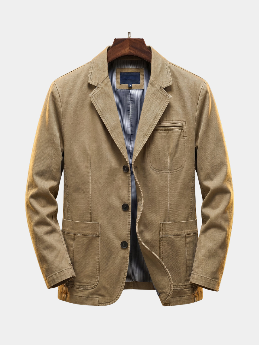 Herren-Blazer aus verwaschenem Denim mit strukturierter, lässiger Passform