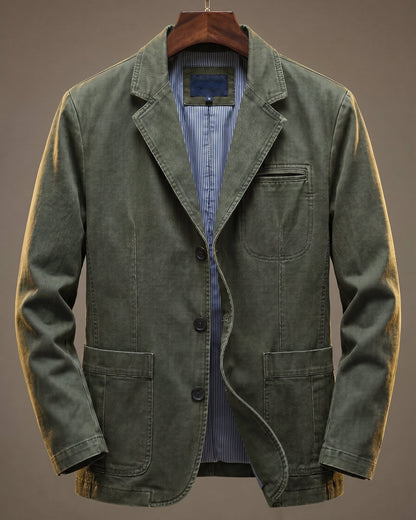 Herren-Blazer aus verwaschenem Denim mit strukturierter, lässiger Passform