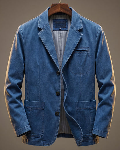Herren-Blazer aus verwaschenem Denim mit strukturierter, lässiger Passform
