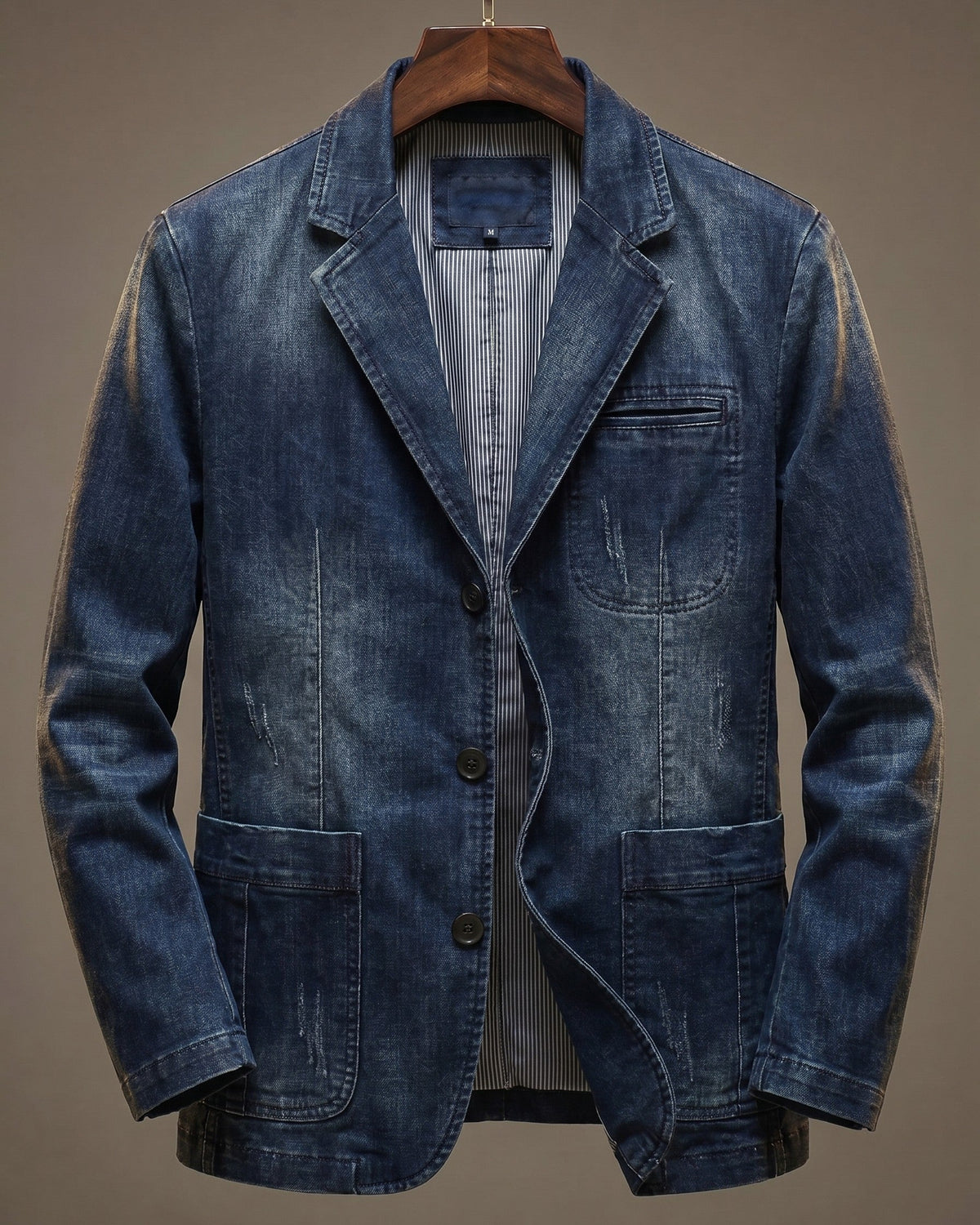 Herren-Blazer aus verwaschenem Denim mit strukturierter, lässiger Passform